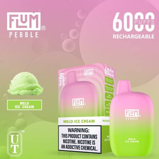 FLUM PEBBLES 6000 baforadas sorvete de melo 828A55 | FLUM PEBBLE NEAR ME